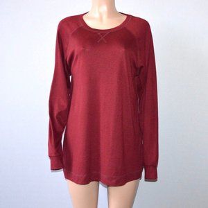 Niloufo Women's Long Sleeve Side Split Knit Shirt Top Size XL